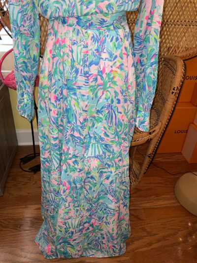 Pre-owned Lilly Pulitzer Kalina Midi Shirtdress Cabana Cocktail ? Size 8 In Multicolor