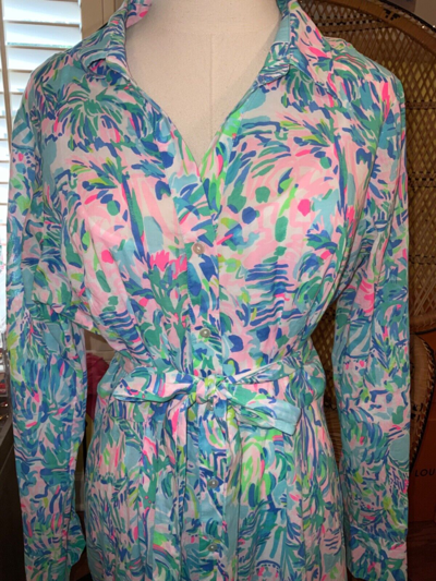 Pre-owned Lilly Pulitzer Kalina Midi Shirtdress Cabana Cocktail ? Size 8 In Multicolor