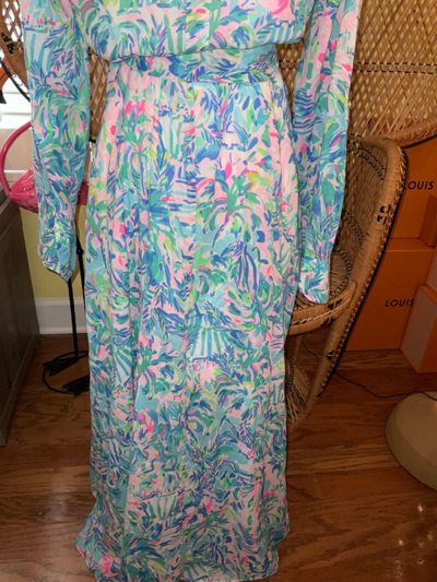 Pre-owned Lilly Pulitzer Kalina Midi Shirtdress Cabana Cocktail ? Size 8 In Multicolor