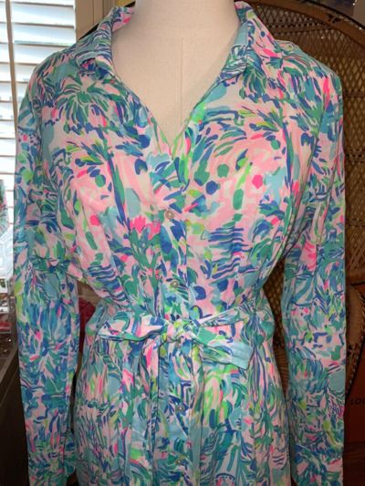 Pre-owned Lilly Pulitzer Kalina Midi Shirtdress Cabana Cocktail ? Size 8 In Multicolor