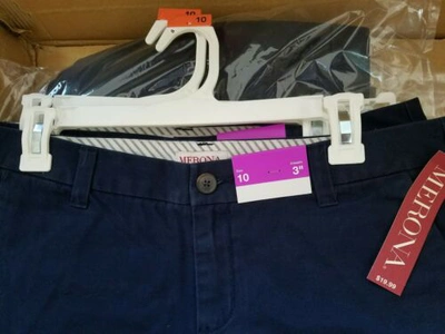 Pre-owned Merona Wholesale Lot 50 Piece Women 100% Cotton Dark Blue Shorts With 3" Inseam