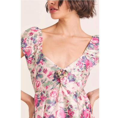 Pre-owned Loveshackfancy Gilvery Veiled Kiss Maxi A-line Maxi Dress Size 0 In Multicolor