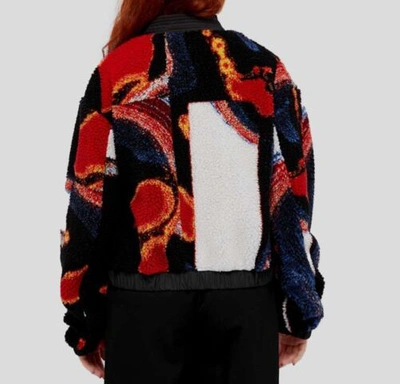 Pre-owned Ambush $870  Women's Black Teddy Fleece Self-tie Kimono Jacket Size L