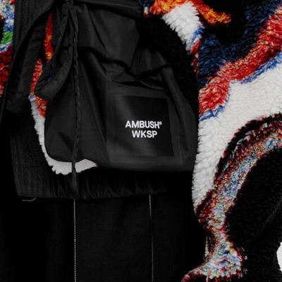 Pre-owned Ambush $870  Women's Black Teddy Fleece Self-tie Kimono Jacket Size L