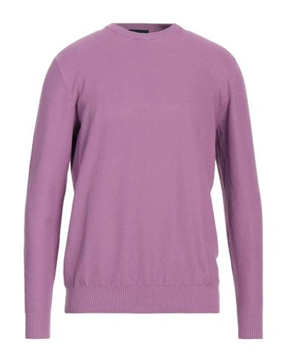 Shop Drumohr Man Sweater Mauve Size 40 Cotton In Purple