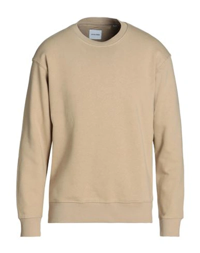 Shop Jack & Jones Man Sweatshirt Sand Size S Organic Cotton, Polyester, Cotton In Beige