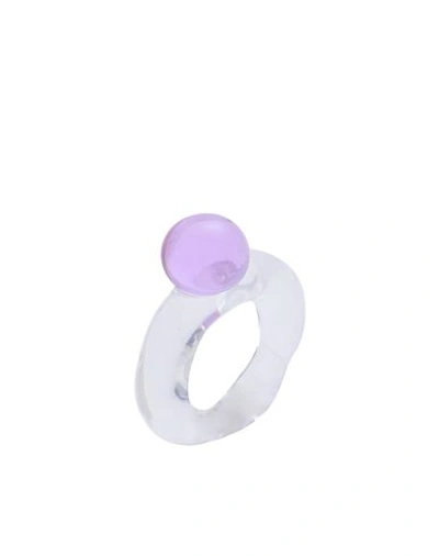 Shop Levens Jewels Drop Ring Woman Ring Lilac Size 6 Borosilicate Glass In Purple