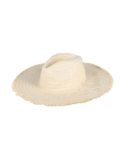 Shop Emporio Armani Woman Hat Cream Size 7 ¼ Paper Yarn In White