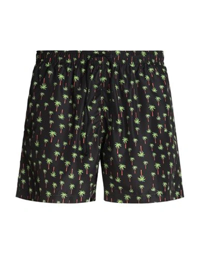 Shop 8 By Yoox Printed Recycled Poly Swim Trunk Man Swim Trunks Black Size Xxl Recycled Polyester