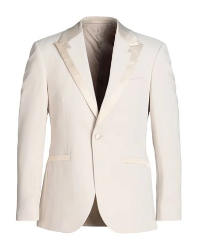 Shop Topman Man Blazer Cream Size 38 Polyester, Elastane In White