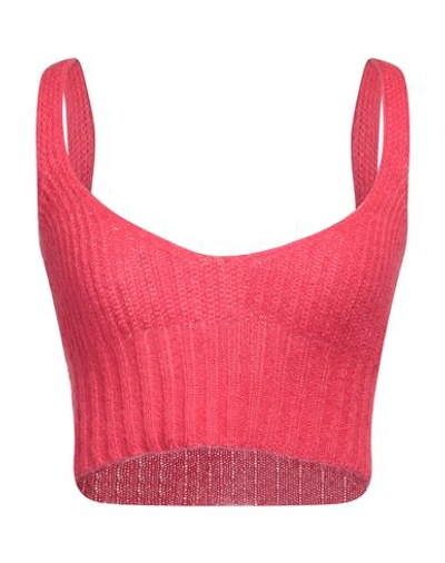 Shop Sfizio Woman Top Fuchsia Size 4 Acrylic, Nylon, Mohair Wool, Wool In Pink