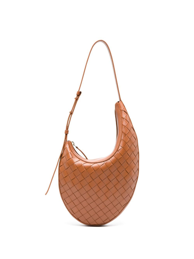 Shop Bottega Veneta Brown Drop Small Leather Shoulder Bag
