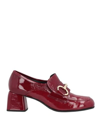 Shop Bruglia Woman Loafers Burgundy Size 10 Leather In Red
