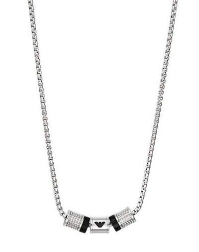 Shop Emporio Armani Man Necklace Silver Size - Stainless Steel