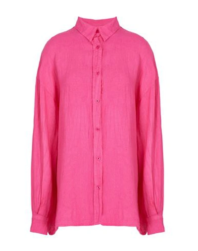 Shop 8 By Yoox Linen Essential Shirt Woman Shirt Fuchsia Size 10 Linen In Pink