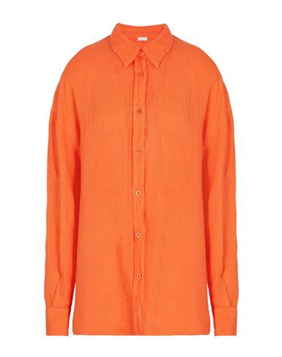 Shop 8 By Yoox Linen Essential Shirt Woman Shirt Orange Size 10 Linen