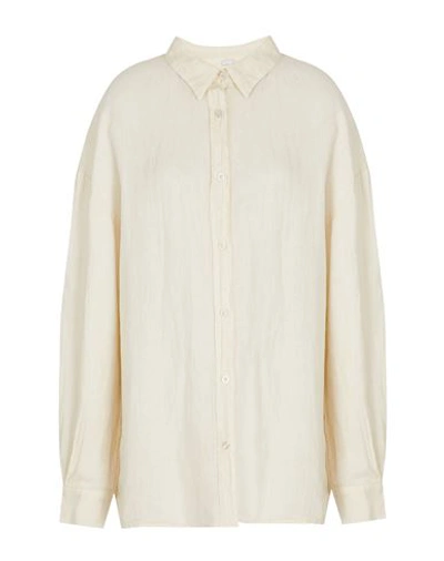 Shop 8 By Yoox Linen Essential Shirt Woman Shirt Cream Size 10 Linen In White