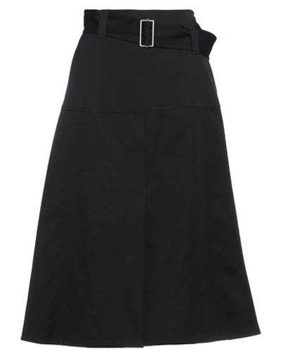 Shop Jil Sander Woman Midi Skirt Black Size 6 Virgin Wool