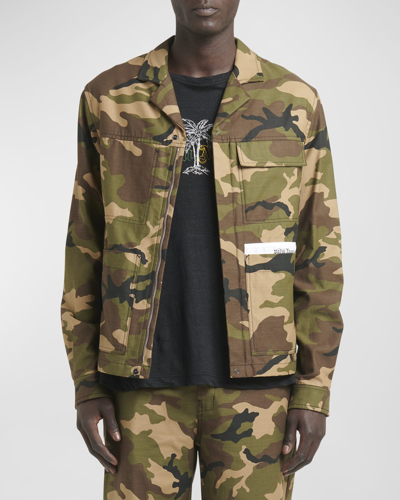 Shop Palm Angels Men's Sartorial Tape Camouflage Utility Jacket In Military Of