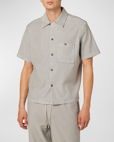 Shop Hudson Men's Solid Linen-lyocell Sport Shirt In Cement