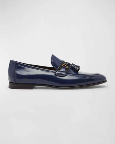 Shop Tom Ford Men's Sean Patent Leather Tassel Loafers In Royal Blue