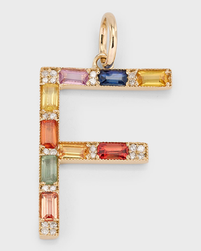 Shop Kastel Jewelry Multi-sapphire And Diamond Initial Pendant, F