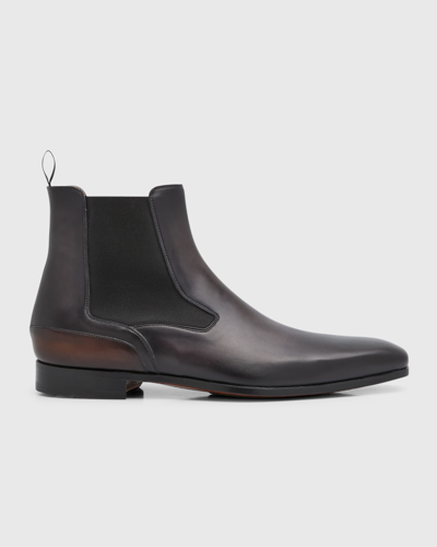 Shop Magnanni Men's Caden Leather Chelsea Boots In Grey