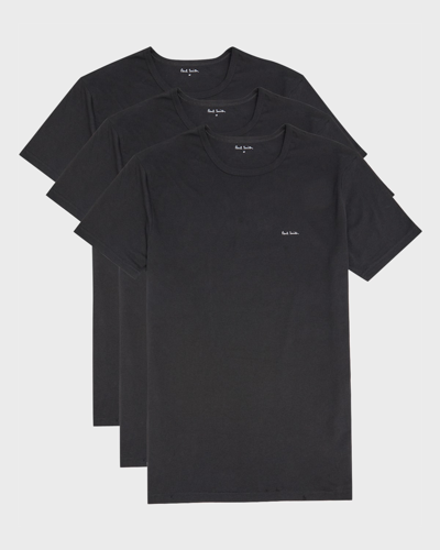 Shop Paul Smith Men's 3-pack Organic Cotton T-shirts In Black