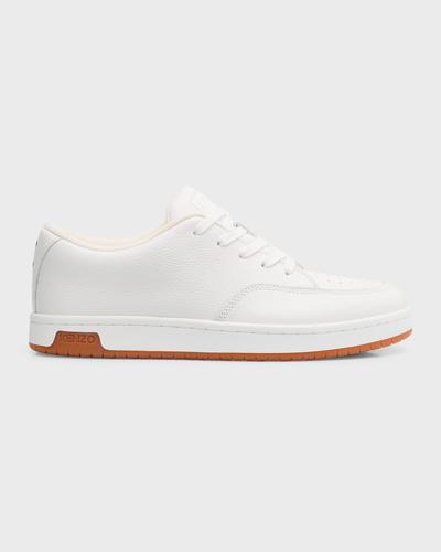 Shop Kenzo Men's Skate Leather Low-top Sneakers In Off White