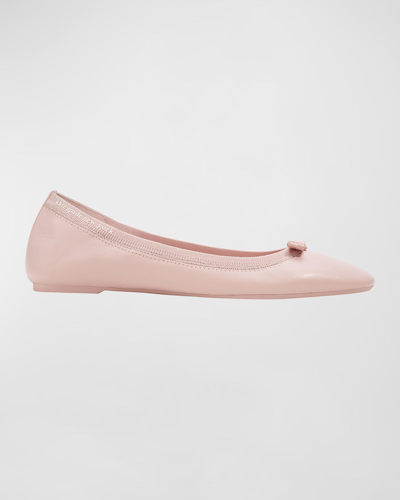 Shop Kate Spade Claudette Leather Bow Ballerina Flats In Mochi Pink