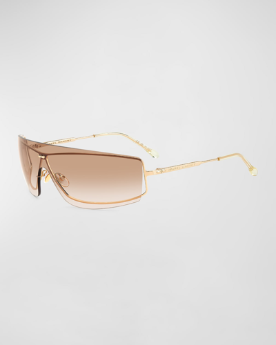 Shop Isabel Marant Im0132s Metal & Acetate Shield Sunglasses In Gold Yell
