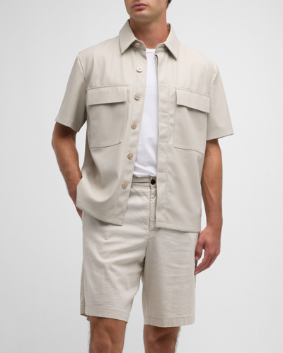 Shop Hudson Men's Vegan Leather Overshirt In Dove White