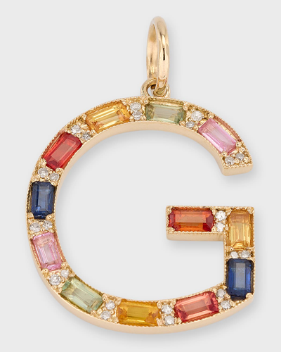 Shop Kastel Jewelry Multi-sapphire And Diamond Initial Pendant, G