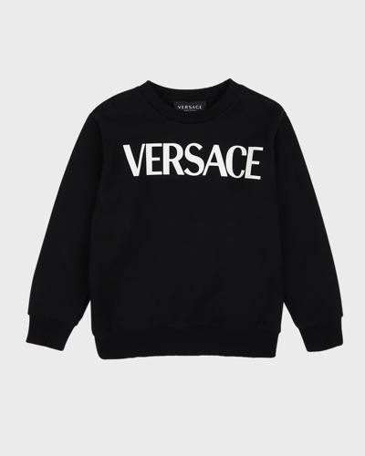 Shop Versace Kid's Classic Logo-print Sweatshirt In Greymelangewhite