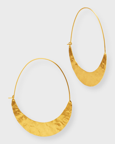 Shop Devon Leigh Hammered 18k Gold-plated Wedge Hoop Earrings