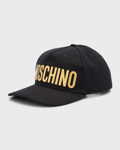 Shop Moschino Men's Cappello Logo 5-panel Baseball Cap In Black