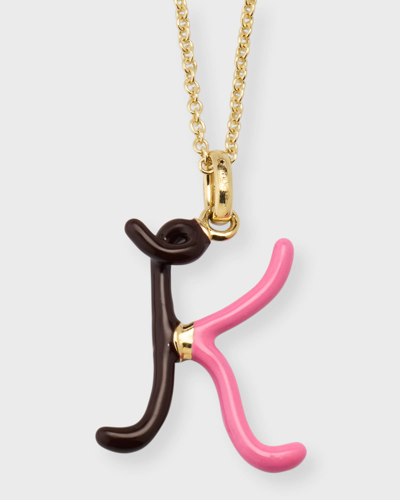 Shop Bea Bongiasca Letter K Pendant Necklace With Duo Colour Enamel