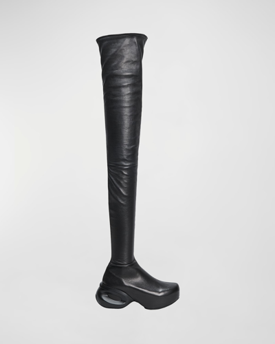 Shop Givenchy G Lambskin Over-the-knee Clog Boots In Black