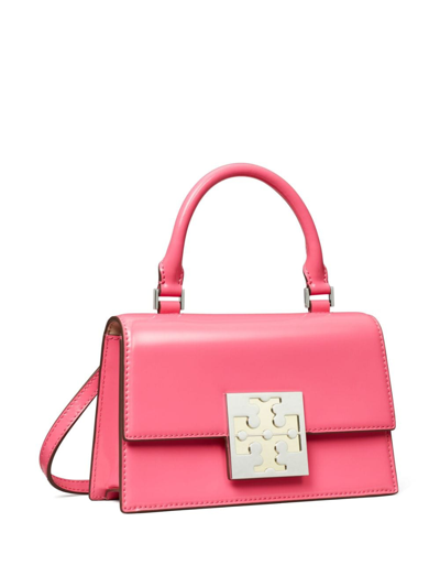 Shop Tory Burch Mini Bon Bon Patent-leather Tote Bag In Pink