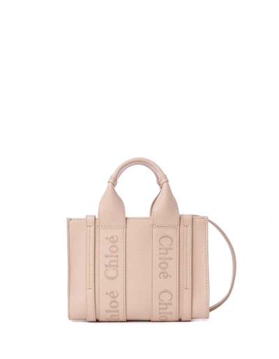 Shop Chloé Cement Woody Mini Tote Bag In Pink