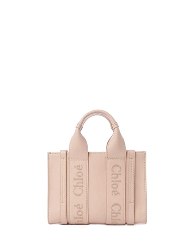 Shop Chloé Cement Woody Mini Tote Bag In Pink