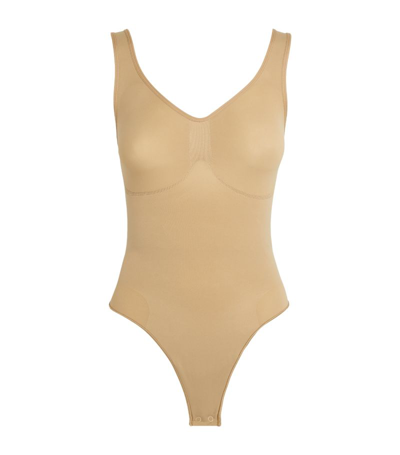 Shop Skims Seamless Scoop-neck Bodysuit In Nude