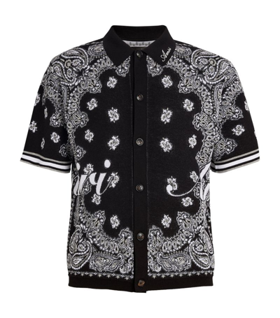Shop Amiri Bandana Print Polo Shirt In Black