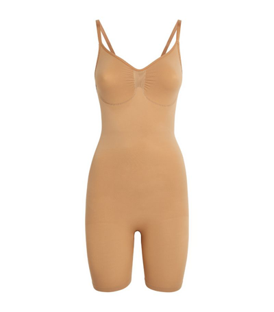 Shop Skims Seamless Sculpt Mid-thigh Bodysuit In Nude