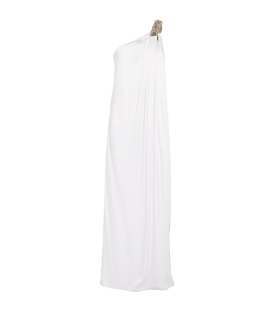 Shop Stella Mccartney Crystal-embellished One-shoulder Gown In White