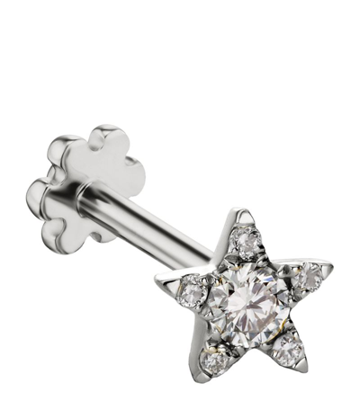 Shop Maria Tash White Gold And White Diamond Celestial Stud Earring (4.5mm)
