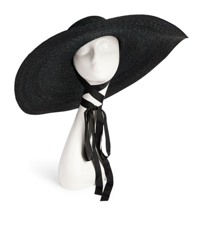 Shop Eliurpi Straw Maxi Boater Hat In Black