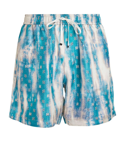 Shop Amiri Silk Paisley Shorts In Blue