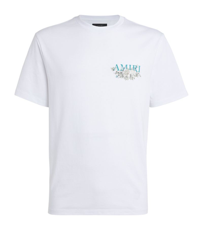 Shop Amiri Cotton Floral Logo T-shirt In White