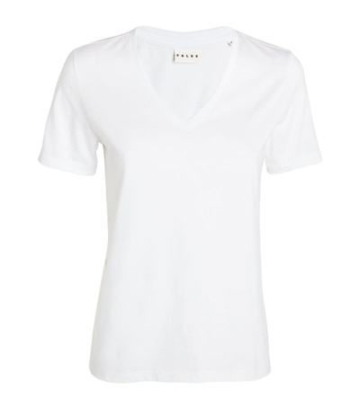 Shop Falke Pima Cotton V-neck T-shirt In White